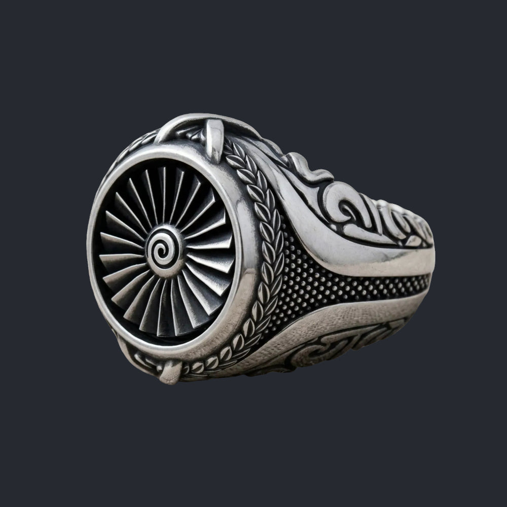 [ LINK_#24K ] CYBER VORTEX WHEEL SIGNET RING