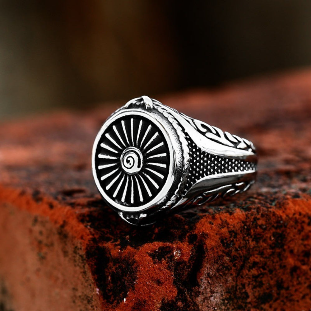 [ LINK_#24K ] CYBER VORTEX WHEEL SIGNET RING