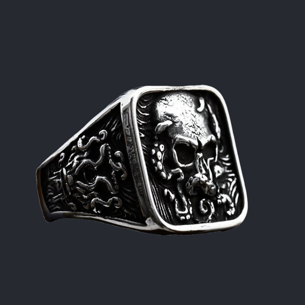 [ KERNEL_v9.2 ] KRAKEN OCTOPUS SKULL SIGNET RING