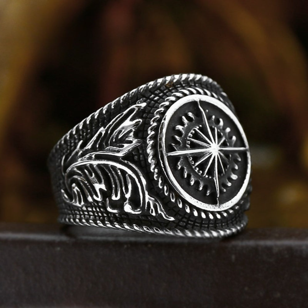 [ KERNEL_v9.8 ] CYBER COMPASS GEAR SIGNET RING