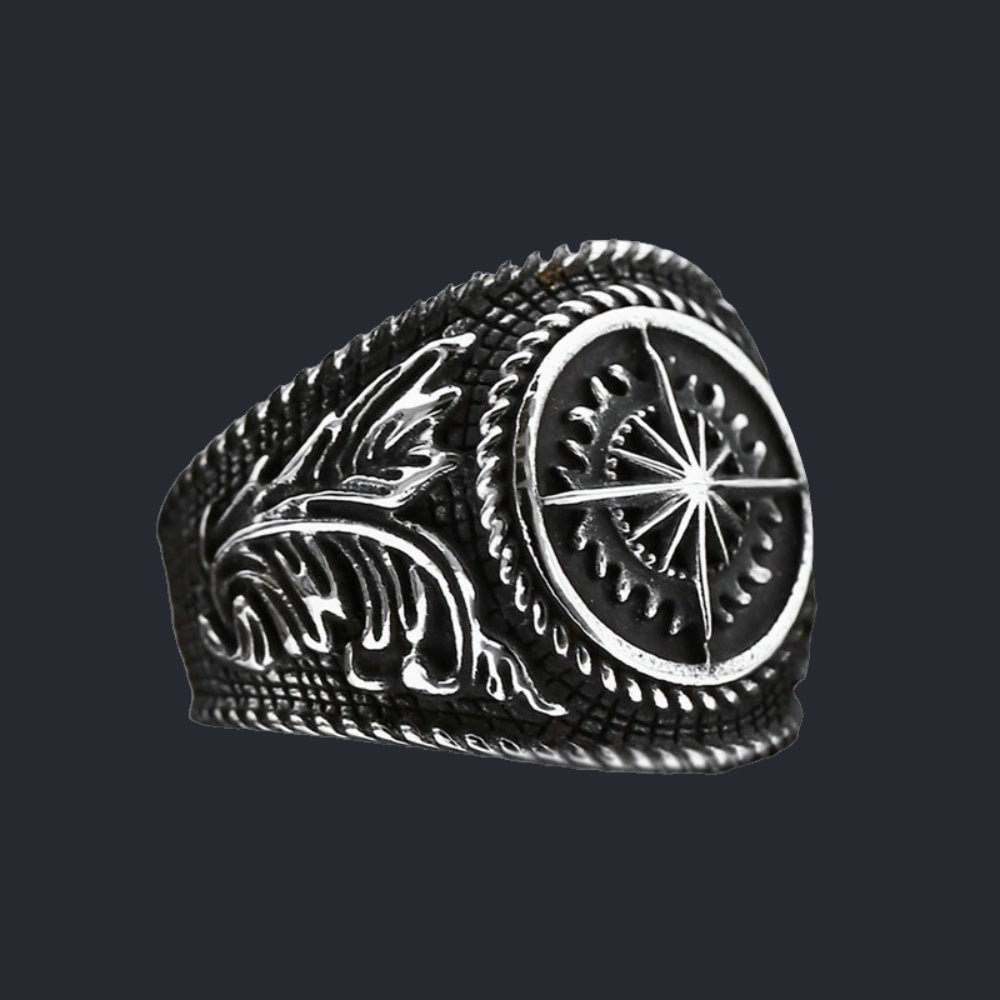 [ KERNEL_v9.8 ] CYBER COMPASS GEAR SIGNET RING