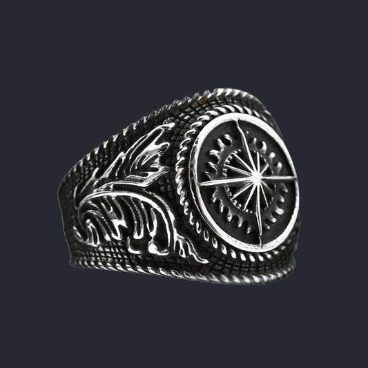 [ KERNEL_v9.8 ] CYBER COMPASS GEAR SIGNET RING