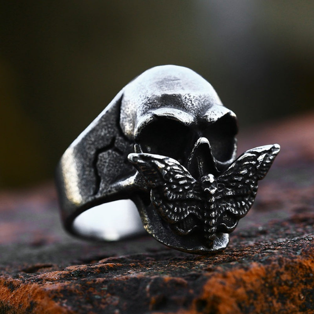 [ DECRYPT_#27M ] GOTHIC SKULL MOTH IMPLANT RING