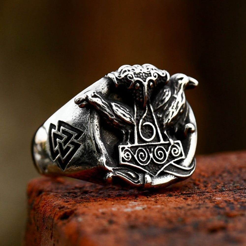 [ LINK_#02R ] THOR HAMMER RAVEN IMPLANT RING