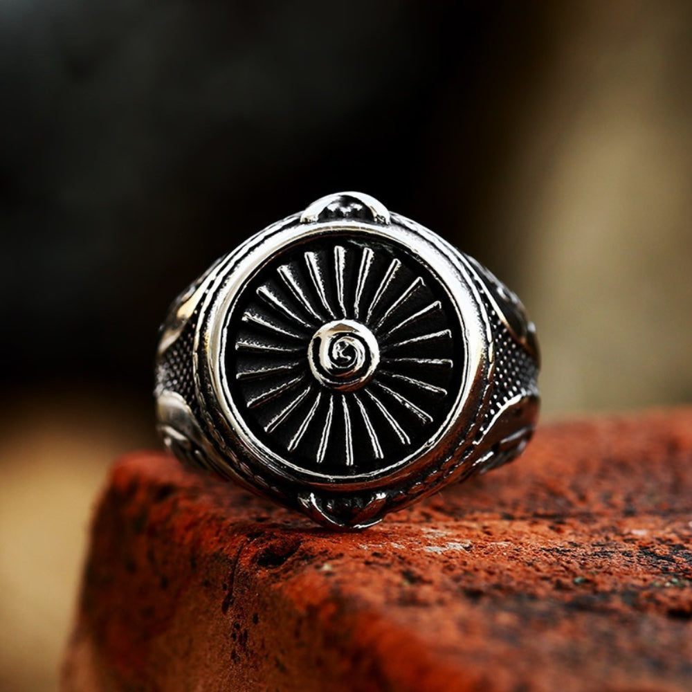 [ LINK_#24K ] CYBER VORTEX WHEEL SIGNET RING