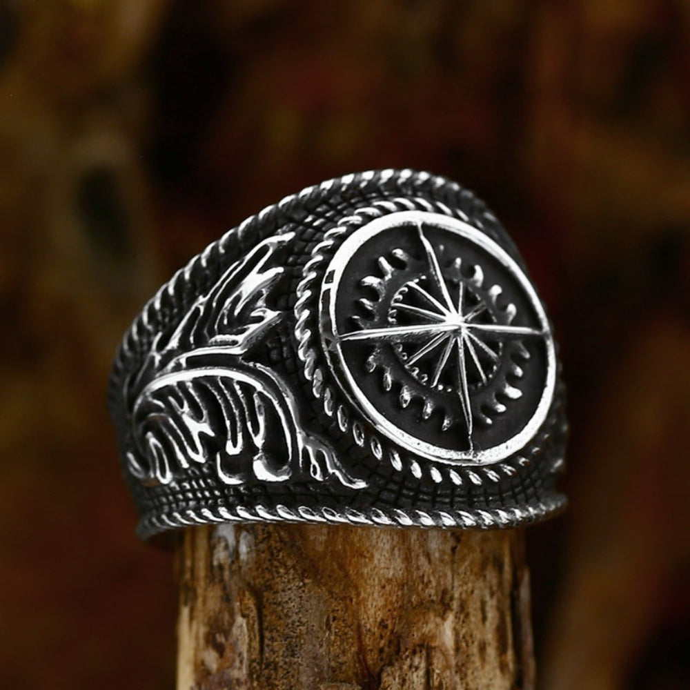 [ KERNEL_v9.8 ] CYBER COMPASS GEAR SIGNET RING