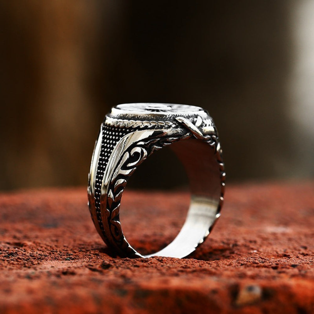 [ LINK_#24K ] CYBER VORTEX WHEEL SIGNET RING