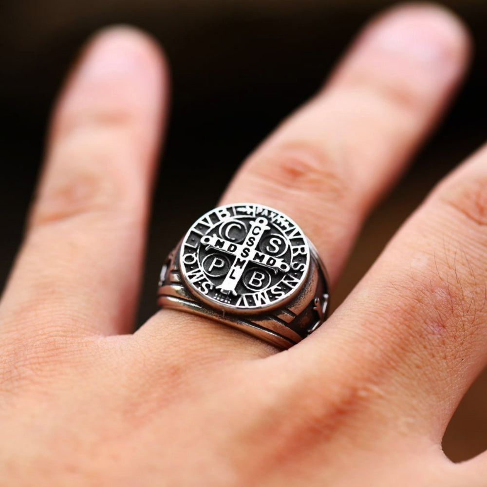 [ DECRYPT_#09R ] ST. BENEDICT EXORCISM SHIELD RING