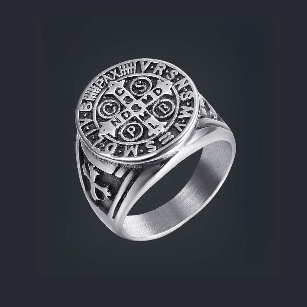 [ DECRYPT_#09R ] ST. BENEDICT EXORCISM SHIELD RING