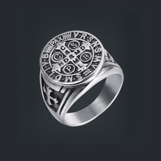 [ DECRYPT_#09R ] ST. BENEDICT EXORCISM SHIELD RING