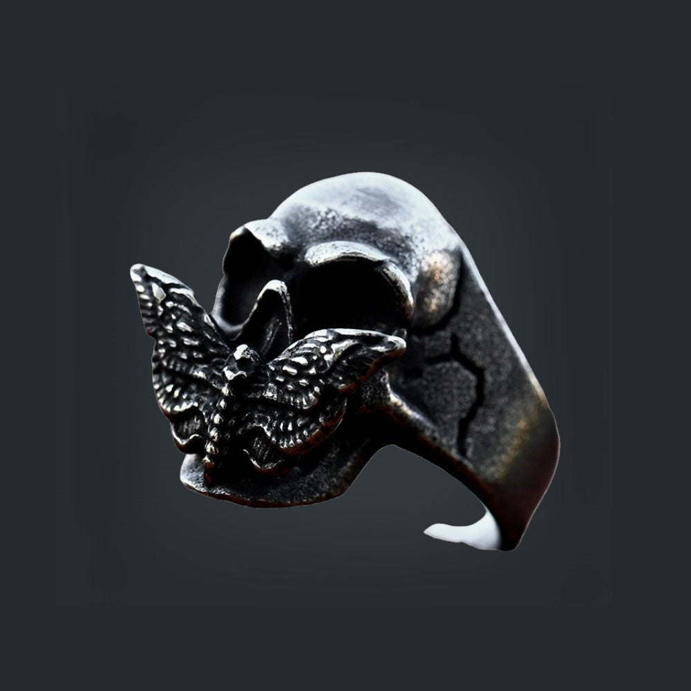 [ DECRYPT_#27M ] GOTHIC SKULL MOTH IMPLANT RING